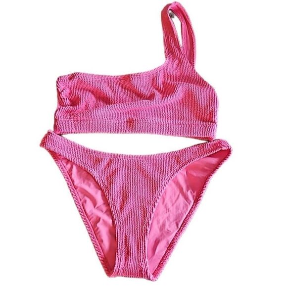 Good American NWT Always Fits One Shoulder Bikini in Bright Pink Size S/M - Picture 7 of 7